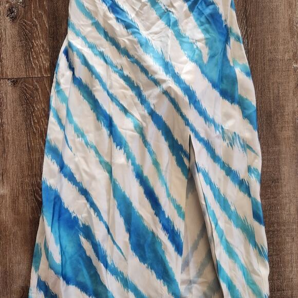 Retrofete Amika Dress in Blue Zebra Size XS NWT Sleeveless Striped Silk Maxi - Picture 4 of 13